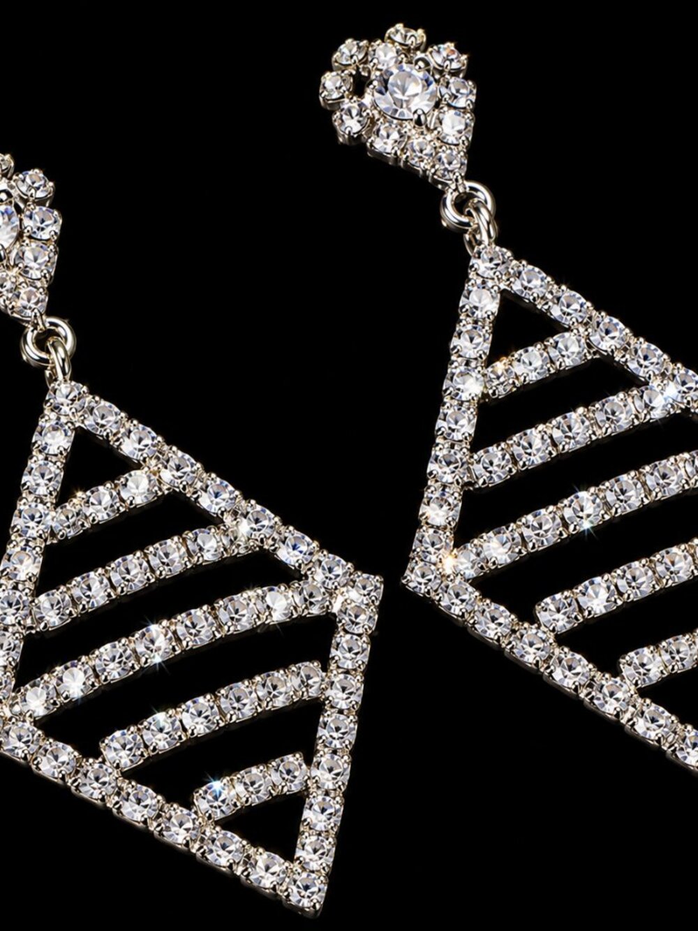 Bold Vintage Rhinestone Earrings – Paddle Back Clips – Gift Ready
